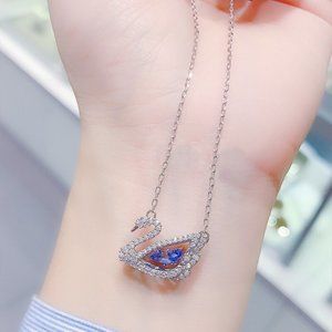 Swarovski Blue Swan Heartbeat Necklace